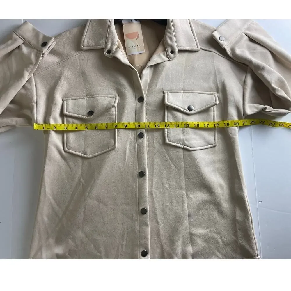 KIRUNDO Women's Suede Tracksuit - Tan, Size M - New!